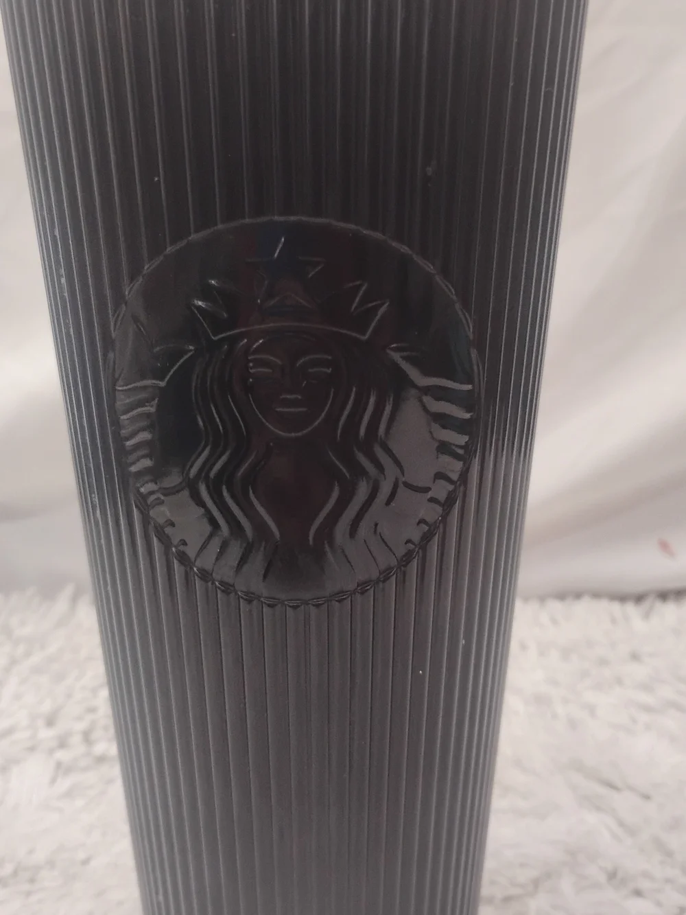 Starbucks Black Ribbed Stainless Tumbler with Straw